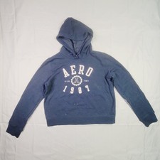 Aeropostale Women's Aero 1987 Pullover Hoodie Medium Blue Graphic Sweatshirt F28