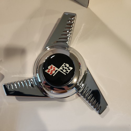 4 THREADED CUSTOM CAPS 3 BAR SPINNERS KNOCK OFF WHEELS with FLAGS "NO BASE - Picture 3 of 5