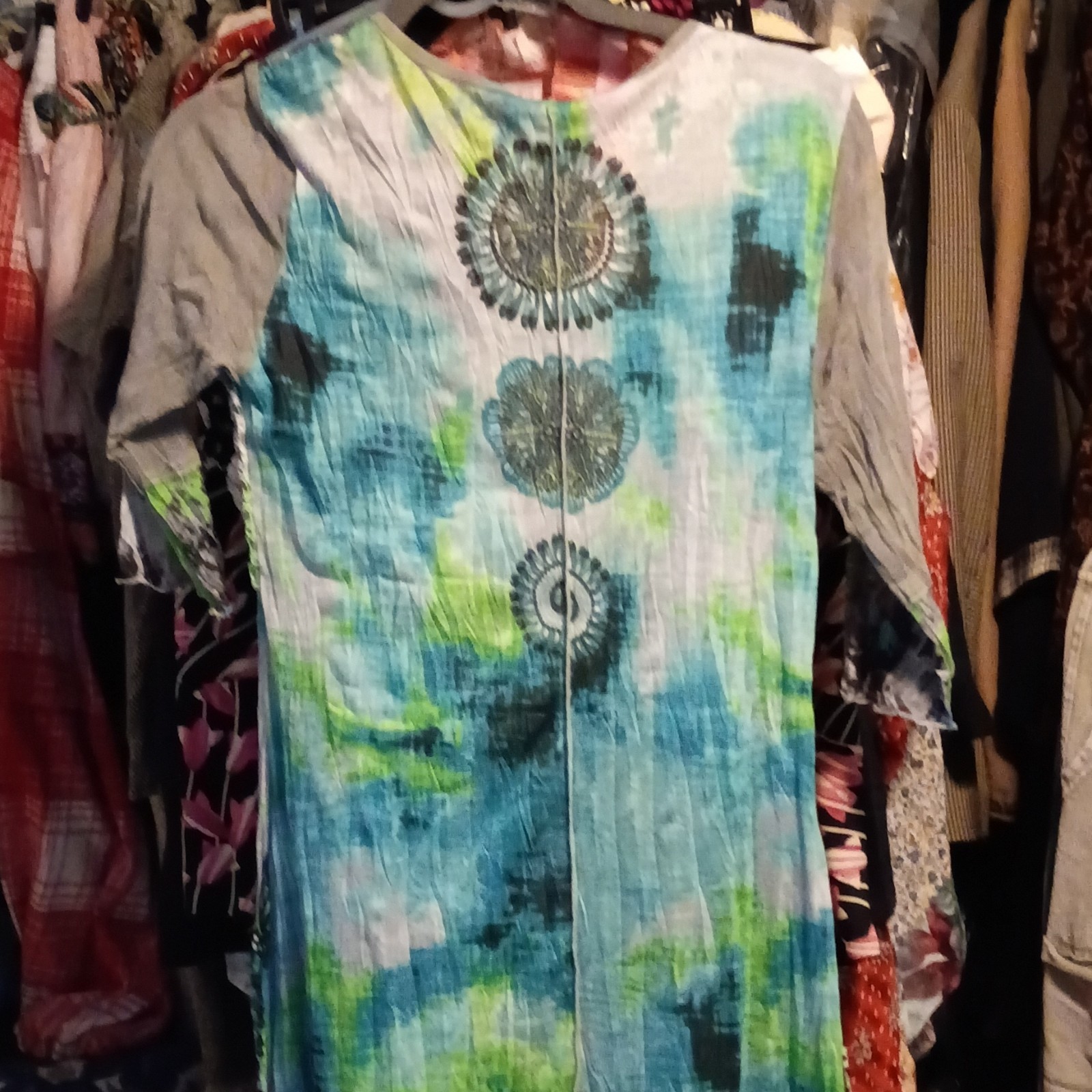 Fleur De Lis Abstract Patchwork tunic with Grey r… - image 5