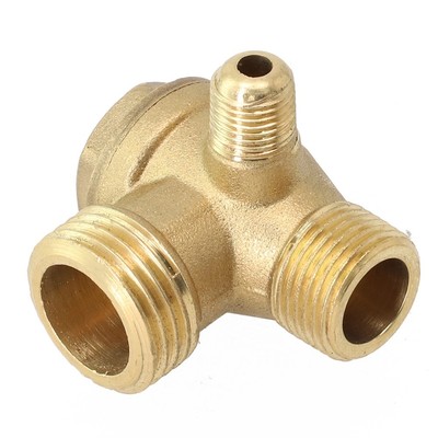 Rückschlagventil Luftkompressor 20*16*10mm (G1/2xG3/8x G1/8) Golden Messing