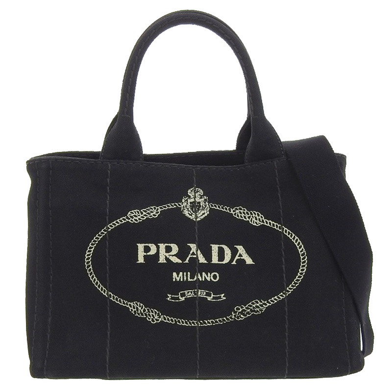 Prada Canapa 2Way Black Canvas Shoulder Bag Handbag
