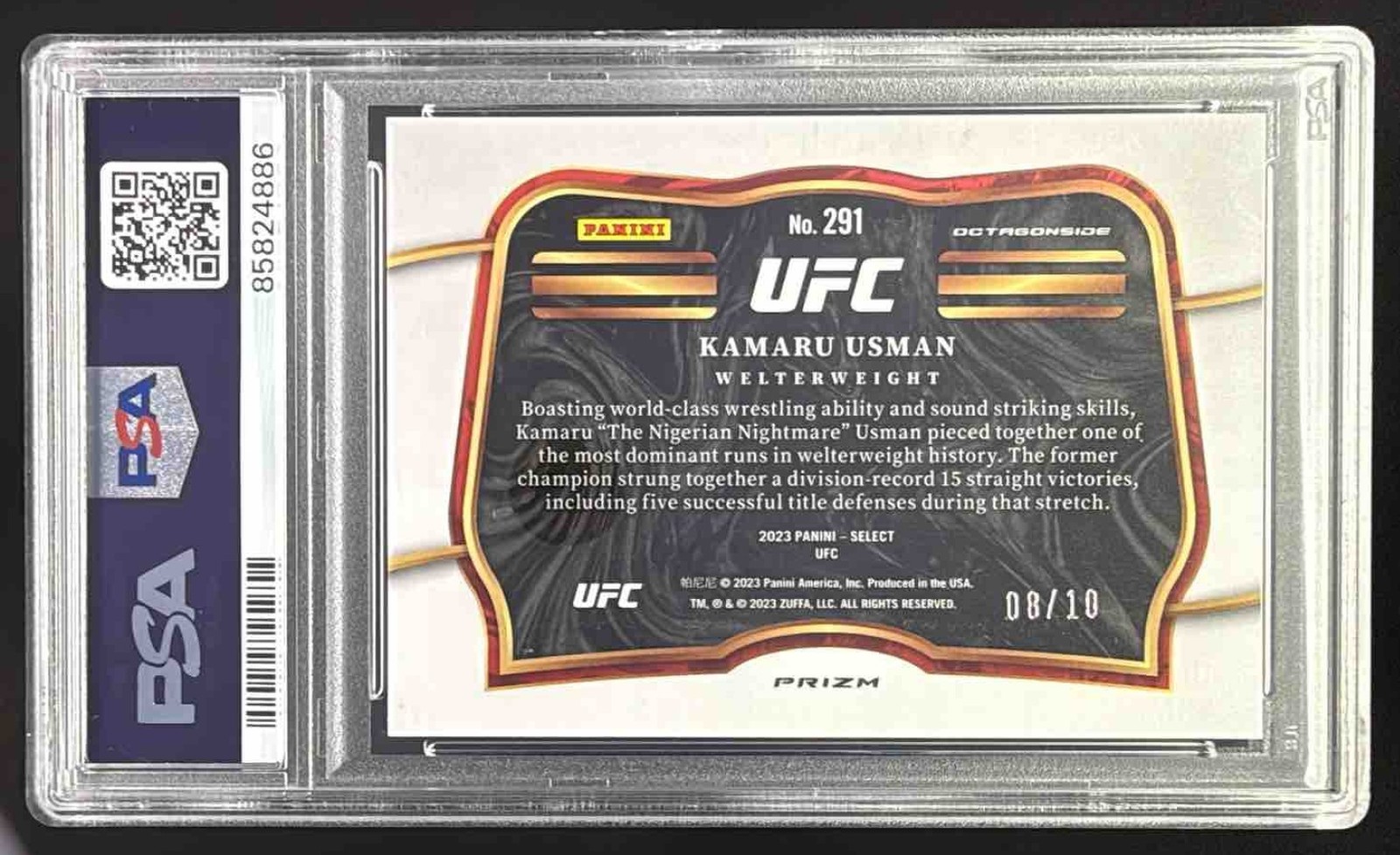 2023 Select UFC Kamaru Usman POP 1 Gold Flash Prizm #/10 PSA 10 GEM MINT POP 1 view 2