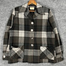 VINTAGE 40s 50s Pendleton 49er Jacket Flannel Shirt Womens L Shacket Plaid Wool