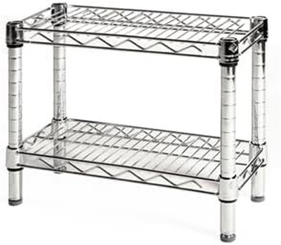 Heavy-Duty 12''x18'' Chrome Wire Shelving Unit - 2 Tiers, 800lbs Capacity