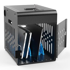 Lockable Tablet Charging Cart 8 Bay 14 Inch Steel Black