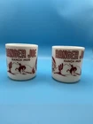 1950's Milk Glass Ranger Joe Ranch Mug *Set of 2 Red Hazel Atlas Vintage