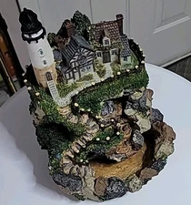 Vintage Indoor waterfall fountain tabletop With Lighthouse Pump Works No Lights