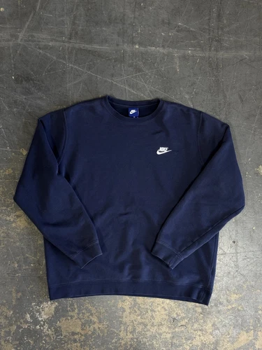 Col rond vintage Nike coton bleu marine taille XL Y2K club années 90 coupe régulière