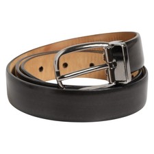 DOLCE & GABBANA Belt Men Black Leather Classic Metal Buckle 85cm / 34in 380usd