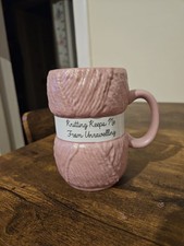 Novelty Wool Knitting Mug Knitting Keeps Me From Unravelling Ceramic Mug Pink
