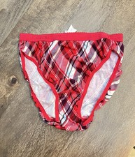 2005 NWT Victoria s Secret Plaid Thick Logo Band High-Leg Brief Panties VINTAGE