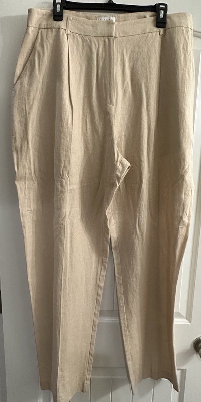 Topshop Beige Solid dress Pants Flat Front Zip Regular Women’s Size 12