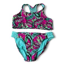 Wonder Nation Pink Blue Hawaiian Print 2 Piece Swimsuit Girls Size 18