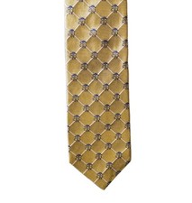 Vintage Tie Brooks Brothers Makers Gold Geometric Silk Made in USA