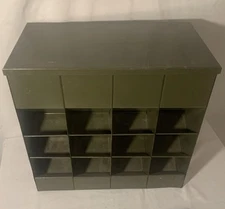 LYON Green Metal Steel Cabinet Parts Bin Tools Organizer Military