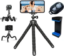 Selfie Stick Flexible Tripod w Phone Holder with Remote Universal Camera Stand