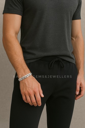 Real Solid 925 Sterling Silver Miami Cuban Men's, Women and Boys Chain Bracelet - Picture 7 of 10