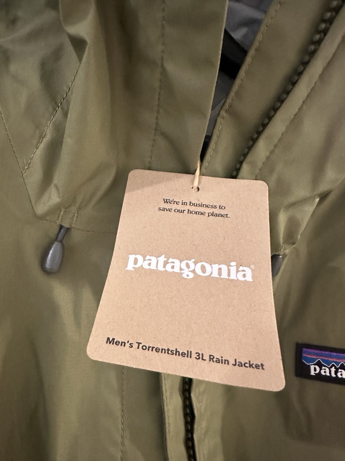 Men's PATAGONIA Torrentshell 3L Jacket Raincoat TG Green Men’s S image 3