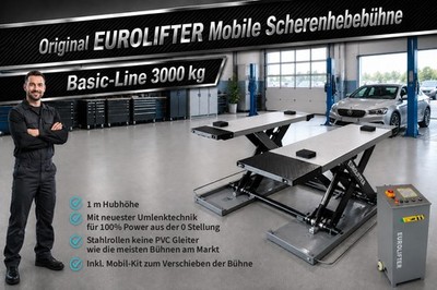 Original Eurolifter Mobile Scherenhebebühne Kurzhub Bühne Hebebühne  3000KG