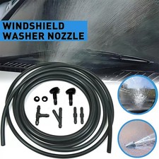 2pcs Car Windshield Wiper Washer Water Spray Jet Nozzle 9.8ft Hose Connector