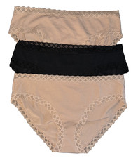 NEW  60 NATORI 156058 BLISS COTTON BLEND GIRL BRIEFS UNDERWEAR 3 PAIRS SZ L