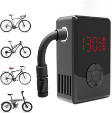 Electric Mini Bike Pump with 130PSI Gauge, Portable Bicycle Air Pump with Pre...