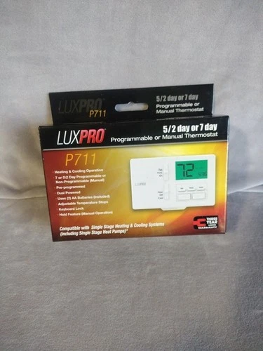 LuxPro 1 Heat 1 Cool l Programmable OR manual Thermostat - P711- 5/2 or 7 day