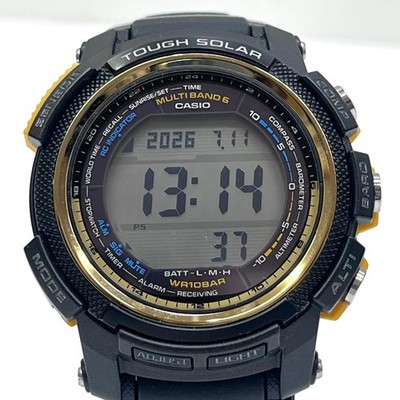 Used CASIO wristwatch Pro Trek digital solar radio clock PRW 2000A black 131 Fro