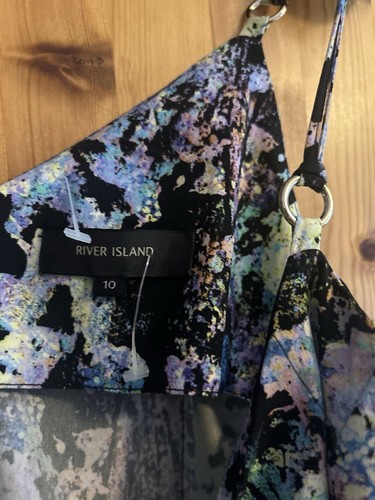 River Island Skort Playsuit Size 10 Pastel Multicolour Draped Asymmetric - Picture 6 of 10