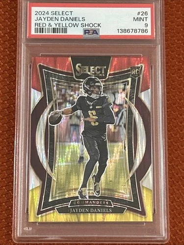 2024 Panini Select - Concourse Jayden Daniels #26 Red & Yellow Shock Prizm (RC)