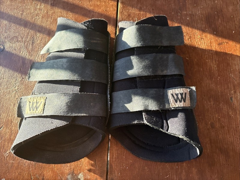 WOOF Wear Horse Jumper Boots 3 Strap Black Neoprene/leather Pre Owned Equestrian