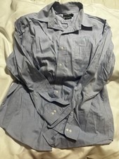 Lauren Ralph Lauren Men's Shirt Sz 16 1/2 34/35 Plain Blue Button Down Non Iron