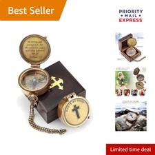 Engraved Brass Compass with Gold Stand - Faithful Gift for Men  Women