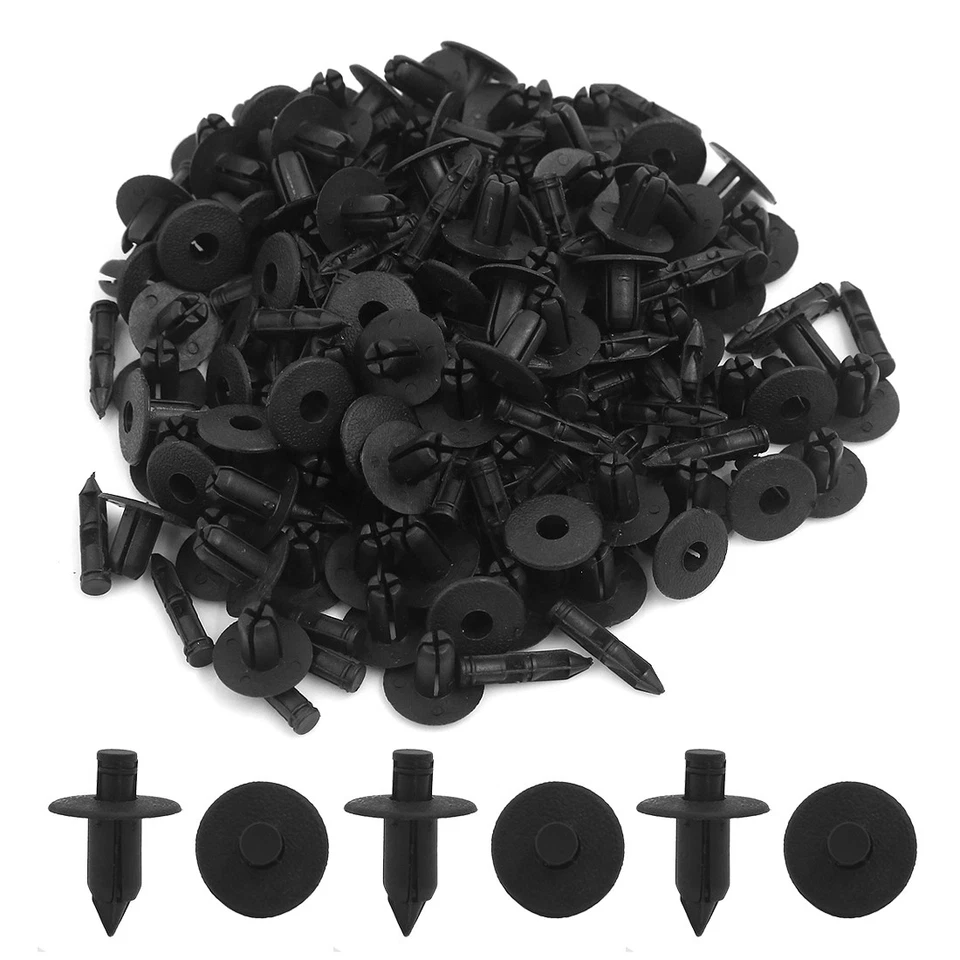 100 Piezas Remaches de Plástico Negro Sujetador Parachoques Guardabarros Pin Clips 7mm para Coche Foto 2 de 2