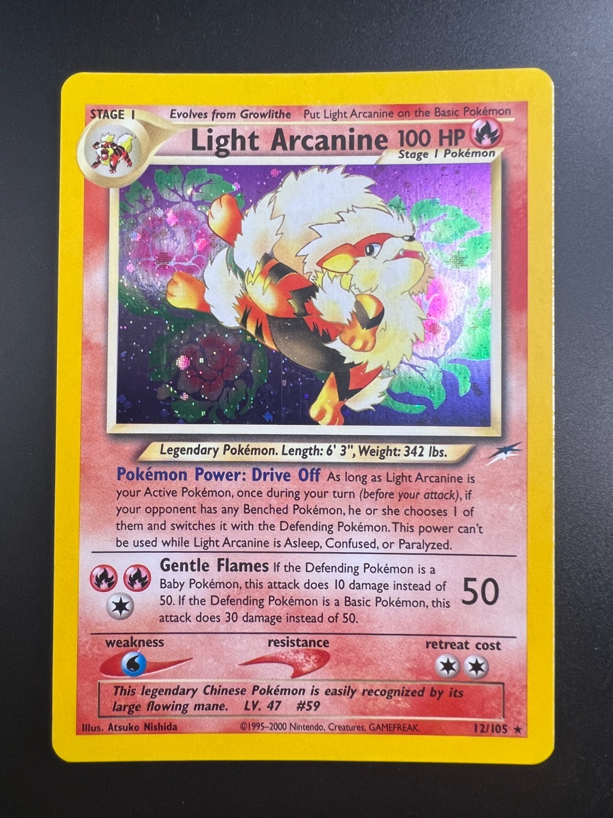 Light Arcanine - 12/105 - Pokemon Neo Destiny Unlimited Holo Rare Card WOTC NM