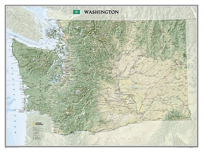 Washington State Wall Map - Laminated (40.5'' x 30'')