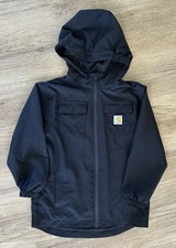 Carhartt Youth Hooded lightweight Rain Jacket Black Size Small 7/8 