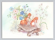 Mice Riding a Tortoise Medici Society Postcard Art Print by Rene Cloke 