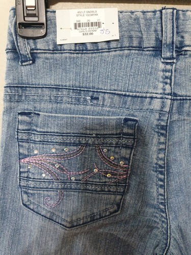 SO Girls Jeans Size 14 26x27 Adjustable Waist Denim Blue Embroider Embelish NWT - Picture 5 of 12