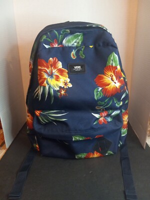 Vans Navy Blue Hawaiian Floral Full Size Backpack w/Padded
