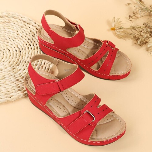 Ladies Womens Mid Wedge Heel Slip On Summer Walking Sandals Mules Shoes Size New - Picture 6 of 24