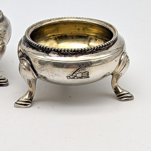 Antiguo par de ollas de plata para salero de Elkington & Co con patas victorianas de 1855 - Imagen 2 de 7