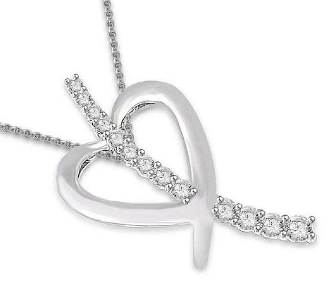 Conjunto de collar colgante corazón diamante redondo I1 G 1/4 quilate oro blanco amarillo 14K Foto 2 de 4