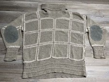 Vintage Gil Aimbez For L.e.I. knit Sweater XL Gray White Elbow Patches Squares