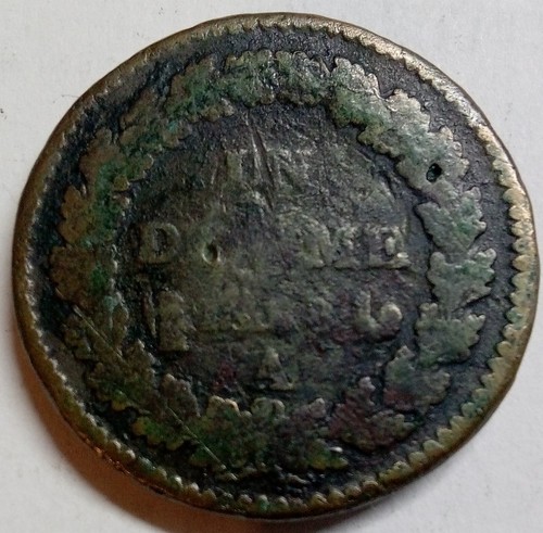 France French Coin One Decime 1795-1799 Copper Circulated Uncleaned A50 - Picture 2 of 2