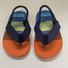 OshKosh B'gosh Size 1-2 Surfing Flip Flops For Kids Orange Blue Yellow