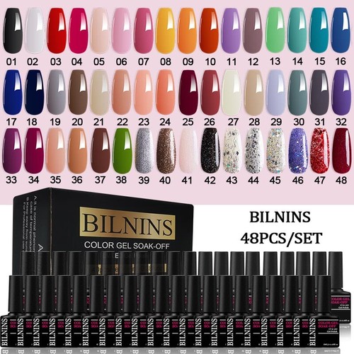 Full Gel Nail Polish Starter Kit UV Nail Lamp Dryer Gel Nail Manicure Glitter - Picture 21 of 24