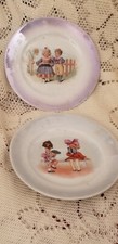 PR ANTIQUE GERMAN CHILD PORCELAIN LUSTER PLATES WITH CHILDREN FROM TEA SET 248