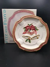 Fitz and Floyd 2003 Canape Plate Holiday Bells Christmas Serving Dish