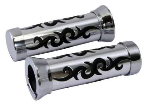 UNIVERSAL CUSTOM MOTORCYCLE GRIPS TRIBAL CUSHION 25MM LEFT 28MM RIGHT 